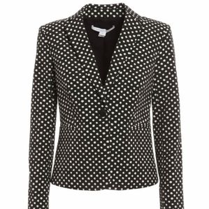 DVF Jacquard Black & White Polka-dot Jacket/Blazer
